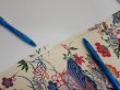 Photo11: 4L02z70  Japanese Kimono Silk  FABRIC Flowers Off-white 43.3x14.6 (11)