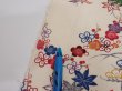 Photo6: 4L04z90  Japanese Kimono Silk  FABRIC Flowers Off-white 61.4x14.4 (6)