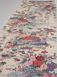 Photo3: 4L05z90  Japanese Kimono Silk  FABRIC Flowers Off-white 63.8x14.4 (3)