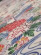 Photo4: 4L05z90  Japanese Kimono Silk  FABRIC Flowers Off-white 63.8x14.4 (4)