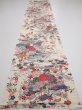 Photo5: 4L05z90  Japanese Kimono Silk  FABRIC Flowers Off-white 63.8x14.4 (5)