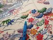 Photo7: 4L05z90  Japanese Kimono Silk  FABRIC Flowers Off-white 63.8x14.4 (7)
