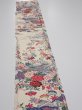 Photo3: 4L07z50  Japanese Kimono Silk  FABRIC Flowers Off-white 57.5x7.1 (3)