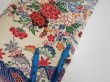 Photo7: 4L07z50  Japanese Kimono Silk  FABRIC Flowers Off-white 57.5x7.1 (7)