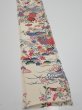 Photo2: 4L08z50  Japanese Kimono Silk  FABRIC Flowers Off-white 57.5x7.1 (2)