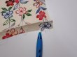 Photo6: 4L08z50  Japanese Kimono Silk  FABRIC Flowers Off-white 57.5x7.1 (6)