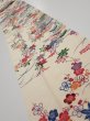 Photo1: 4L09z60  Japanese Kimono Silk  FABRIC Flowers Off-white 78.0x7.1 (1)
