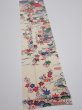 Photo2: 4L09z60  Japanese Kimono Silk  FABRIC Flowers Off-white 78.0x7.1 (2)