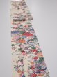 Photo3: 4L09z60  Japanese Kimono Silk  FABRIC Flowers Off-white 78.0x7.1 (3)