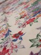 Photo4: 4L09z60  Japanese Kimono Silk  FABRIC Flowers Off-white 78.0x7.1 (4)