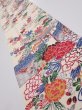 Photo2: 4L10z30  Japanese Kimono Silk  FABRIC Flowers Off-white 36.2x7.1 (2)