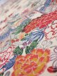 Photo5: 4L10z30  Japanese Kimono Silk  FABRIC Flowers Off-white 36.2x7.1 (5)