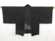 Photo1: 5316T03z280 Vintage Japanese Kimono Silk See through HAORI Leaf Black (1)