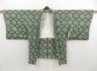 Photo5: 5316T04z420 Vintage Japanese Kimono Silk SHIBORI HAORI  Dull green (5)