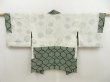 Photo7: 5316T04z420 Vintage Japanese Kimono Silk SHIBORI HAORI  Dull green (7)