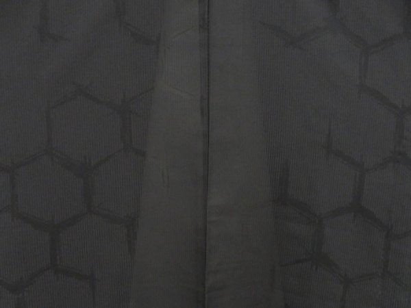 Photo2: 5316T07z350 Vintage Japanese Kimono Silk See through HAORI Kikko Black (2)