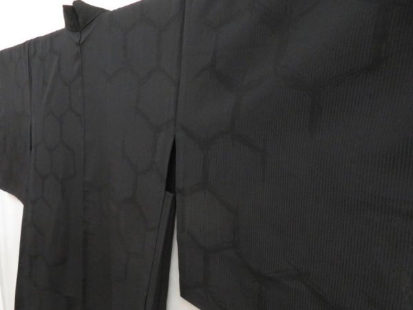 Photo3: 5316T07z350 Vintage Japanese Kimono Silk See through HAORI Kikko Black (3)