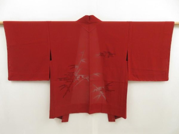 Photo1: 5316T08z300  Japanese Kimono Silk See through HAORI Maple Dark red (1)