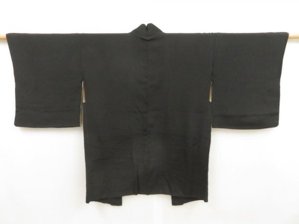 Photo6: 5316T09z410 Vintage Japanese Kimono Silk HAORI Ogre Black (6)