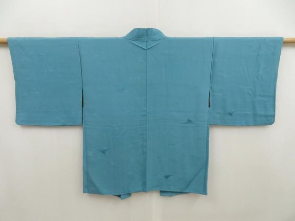 Photo1: 5316T10z560 Vintage Japanese Kimono Silk HAORI Tree Water blue (1)