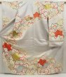 Photo1: 5316T12z1020 Vintage Japanese Kimono Silk FURISODE Maple Light gray (1)