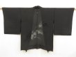 Photo1: 5320T01z300 Vintage Japanese Kimono Silk See through HAORI Paulownia Black (1)