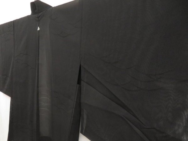 Photo2: 5320T03z300 Vintage Japanese Kimono Silk See through HAORI Shibakusa Black (2)