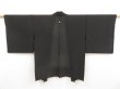 Photo1: 5320T05z370 Vintage Japanese Kimono Silk See through HAORI  Black (1)
