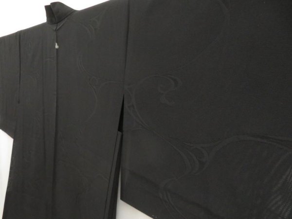 Photo2: 5320T05z370 Vintage Japanese Kimono Silk See through HAORI  Black (2)