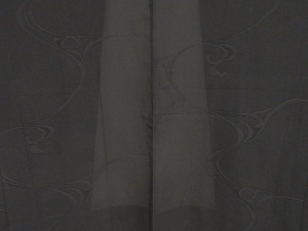 Photo3: 5320T05z370 Vintage Japanese Kimono Silk See through HAORI  Black (3)