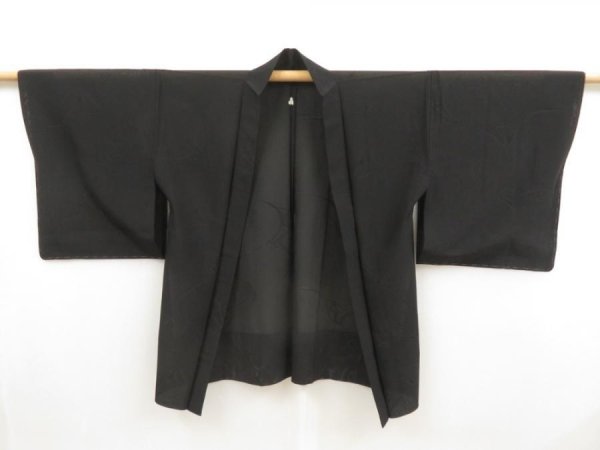 Photo6: 5320T05z370 Vintage Japanese Kimono Silk See through HAORI  Black (6)