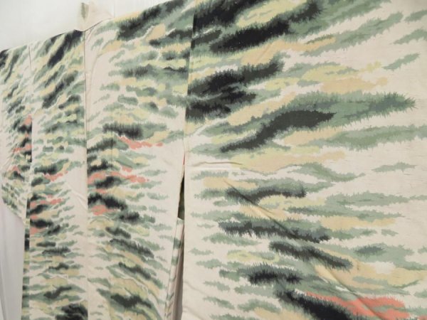 Photo2: 5320T06z590 Vintage Japanese Kimono Silk HAORI  Off-white (2)