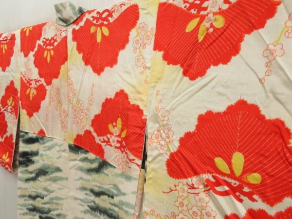 Photo8: 5320T06z590 Vintage Japanese Kimono Silk HAORI  Off-white (8)