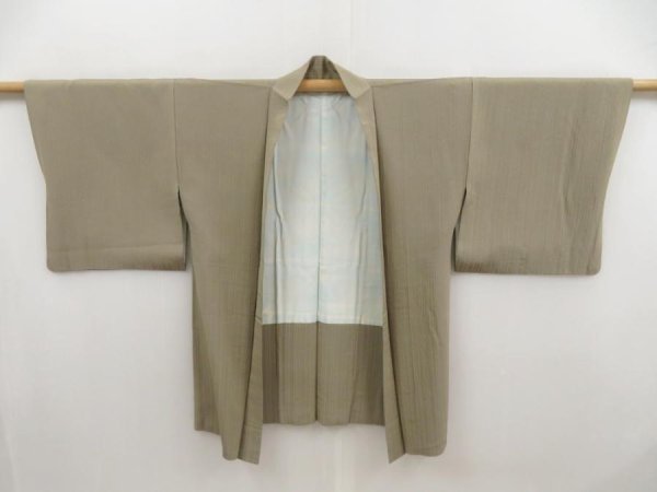 Photo5: 5320T08z580 Vintage Japanese Kimono Silk HAORI Bamboo Green-Gray (5)