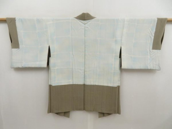 Photo6: 5320T08z580 Vintage Japanese Kimono Silk HAORI Bamboo Green-Gray (6)