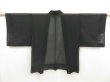 Photo1: 5320T11z260 Vintage Japanese Kimono Silk See through HAORI Plain Black (1)