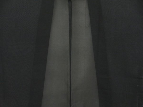 Photo3: 5320T11z260 Vintage Japanese Kimono Silk See through HAORI Plain Black (3)