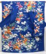 Photo1: 5320T14z1170  Japanese Kimono Silk FURISODE Chrysanthemum Royal blue (1)