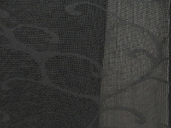 Photo4: 5321T05z230 Vintage Japanese Kimono Silk See through HAORI Karakusa Black (4)