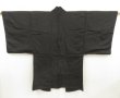 Photo1: 5321T08z520 Vintage Japanese Kimono Silk Men's HAORI Plain Black (1)