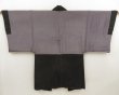 Photo7: 5321T08z520 Vintage Japanese Kimono Silk Men's HAORI Plain Black (7)