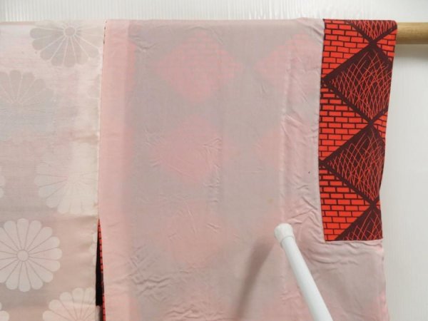 Photo8: 5321T09z550 Vintage Japanese Kimono Silk HAORI  Orangered (8)