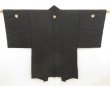 Photo1: 5321T10z410 Vintage Japanese Kimono Silk Men's See through HAORI Black (1)