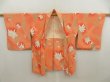 Photo5: 5321T11z530 Vintage Japanese Kimono Silk HAORI Flower Coral orange (5)