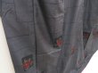 Photo3: 5321T12z820 Vintage Japanese Kimono Silk TSUMUGI Camellia Navy-Gray (3)