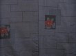 Photo5: 5321T12z820 Vintage Japanese Kimono Silk TSUMUGI Camellia Navy-Gray (5)