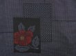 Photo6: 5321T12z820 Vintage Japanese Kimono Silk TSUMUGI Camellia Navy-Gray (6)