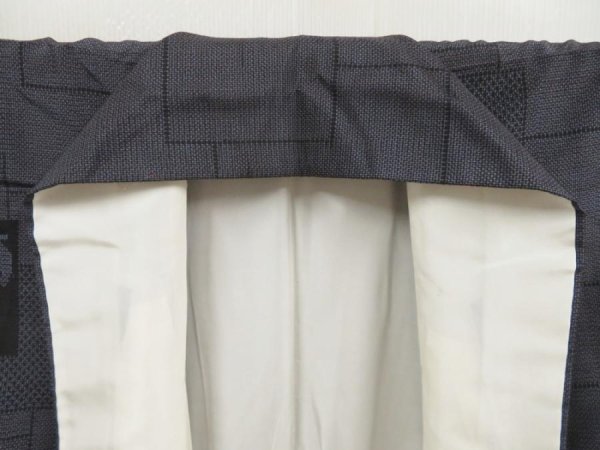 Photo7: 5321T12z820 Vintage Japanese Kimono Silk TSUMUGI Camellia Navy-Gray (7)