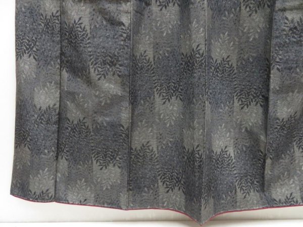 Photo4: 5321T13z740 Vintage Japanese Kimono Silk TSUMUGI Leaf Dark gray (4)