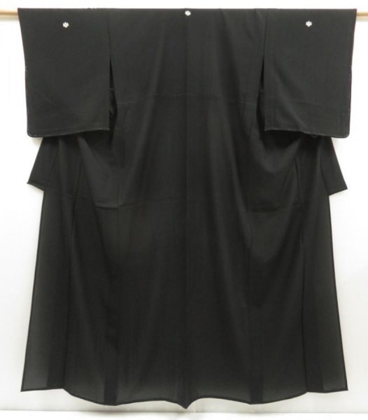 Photo1: 5321T01z590  Japanese Kimono Silk See through KUROMONTSUKI Plain Black (1)